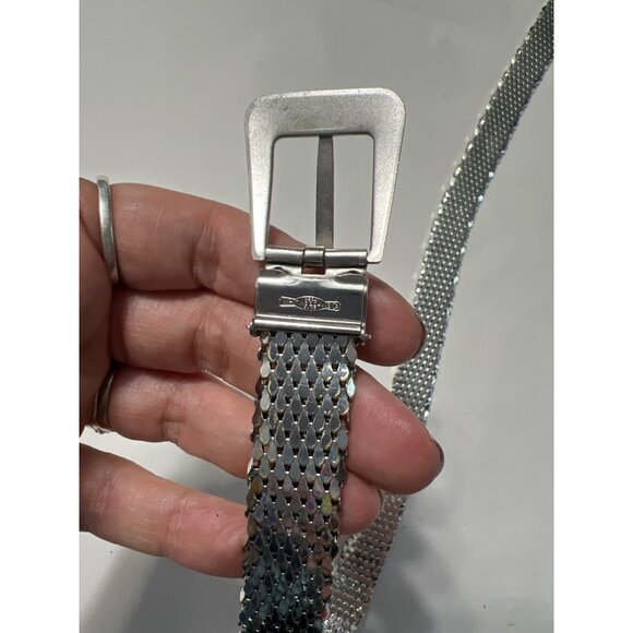 Whiting and Davis Vintage Silver Metal Mesh Belt Size Small - Picture 9 of 11